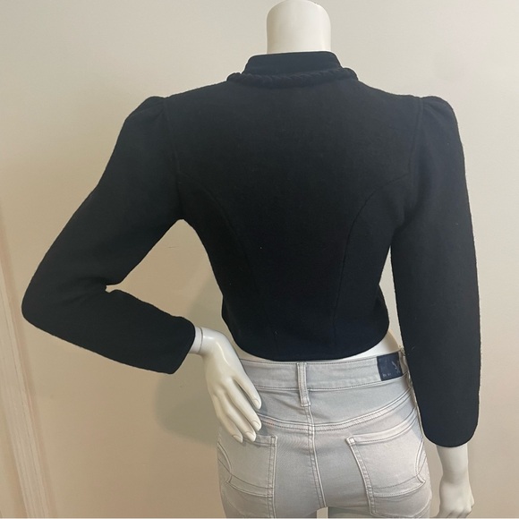 GEIGER TYROL Vintage Black Pure Wool Cropped Jacket Made in Austria - Picture 2 of 10